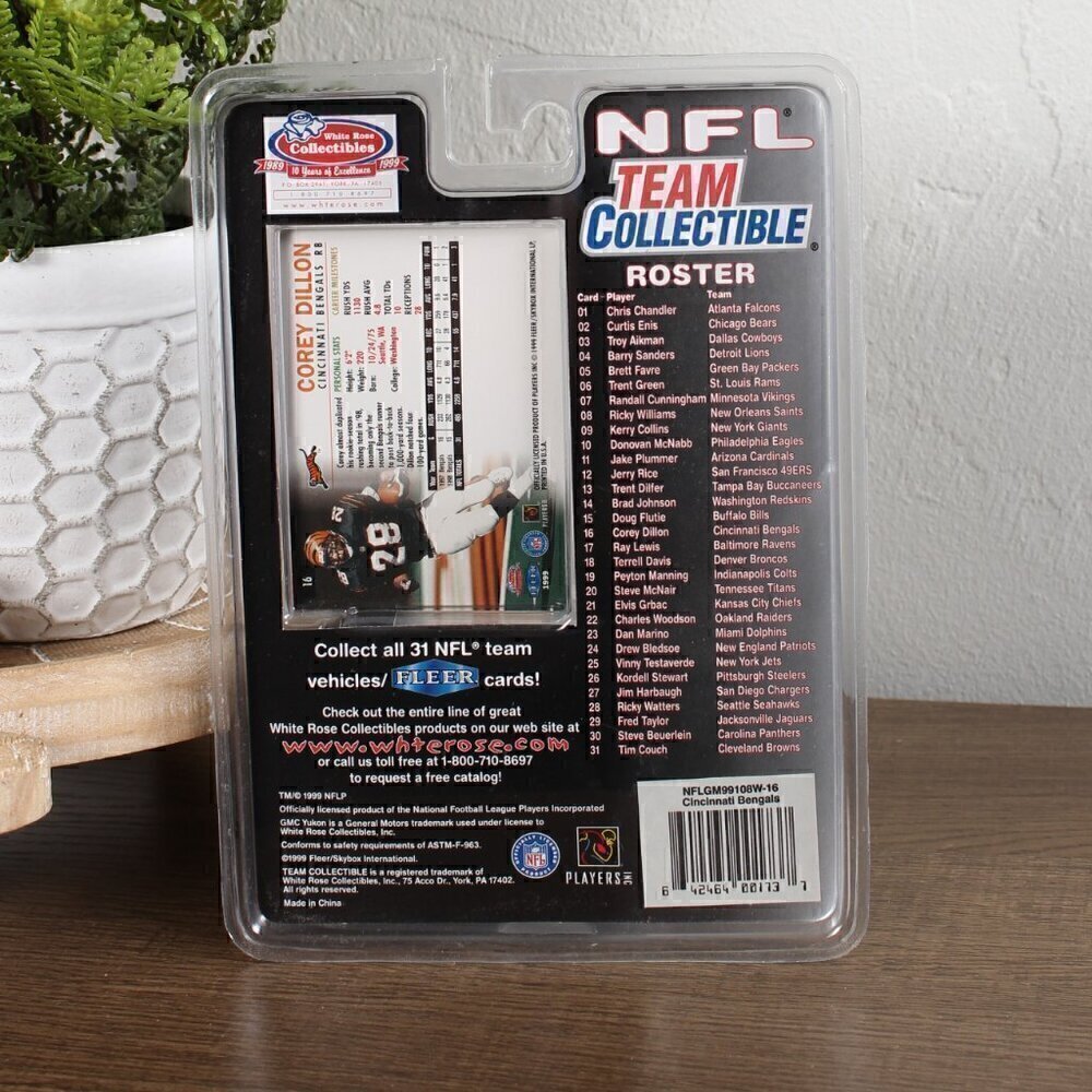Cincinnati Bengals Corey Dillon Trading Card and Car - in Package 1999 - Vintage - Picture 3 of 4